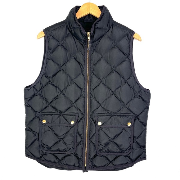 J. Crew Excursion Down Fill Quilted Puffer Vest with Pockets size XL Black - Picture 2 of 7